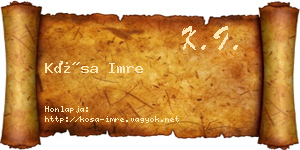 Kósa Imre névjegykártya